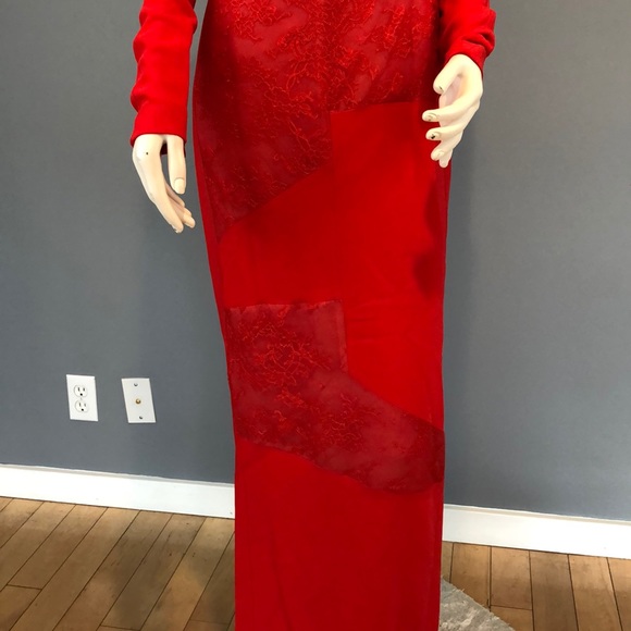 NWOT Antonio Berardi Red Lace Insert Gown Sz 4 - Picture 4 of 7